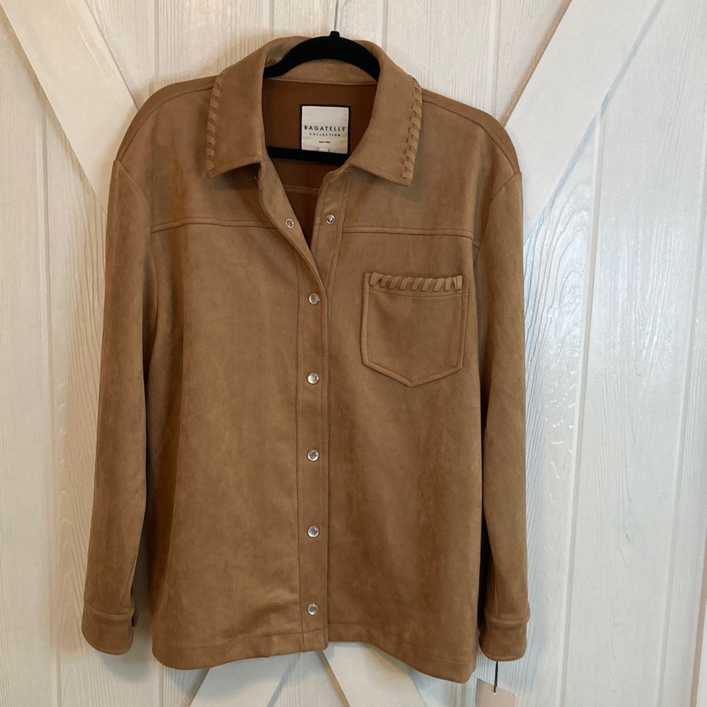 Bagatelle Tan Button Down Shirt Jacket for Women